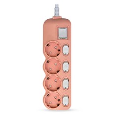에코파워탭 개별 과부하차단 4구 컬러 멀티탭, 40cm, 스트로베리핑크, 1개