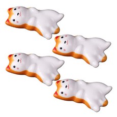 누워있는 시바이누 세라믹 젓가락 받침 홀더, 옐로우, 4개