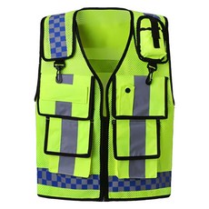 警用型無線電防震反光帶可調式安全背心螢光色, 1個