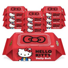 ITC 헬로키티 데일리소프트 물티슈 캡형, 100매입, 10개, 50g
