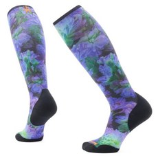 Smartwool 女款Ski Targeted Cushion Electric Lotus Print OTC護膝襪, 1組, 黑色