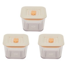 네스틱 유아용 토끼 에코볼 이유식용기 정사각, 200ml, 피치퍼즈, 3개