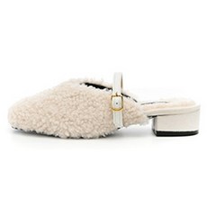 갓슈 여성용 보글링 링벨트 로우힐 털 블로퍼 3cm