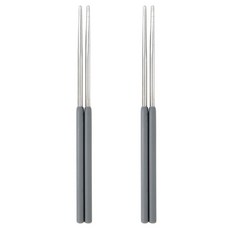 이지실리 컬러 실리콘 핸들 스텐304 진공 젓가락, 딥그레이, 2개, 단품