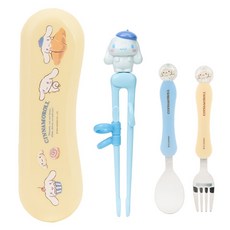 LiLFANT 幼兒用The Stick Max筷子+湯匙+叉子+收納盒組 大耳狗 CM8830, 1組, 勺子+叉子+筷子+箱子, 混色