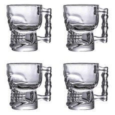 아메리칸로드 미니미 해골 손잡이 소주잔 70ml RK2365, 투명, 4개