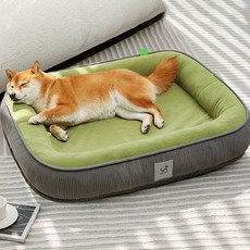 DING DONG PET 寵物深層睡眠橢圓形墊子靠墊, 綠色, 1個