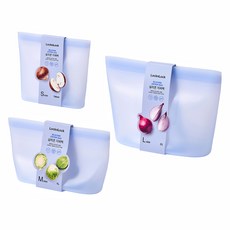 락앤락 실리콘 지퍼백 3종 세트 블루, 1세트, 700ml + 1L + 2L 1세트, 단품