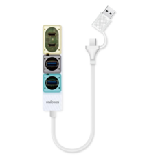 유니콘 USB3.2 Gen1 A타입 / C타입 4포트 듀얼컨텍터 멀티허브 RHC-200D, 옐로우, 1개