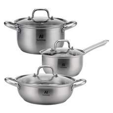 Balunfini Induction Berlin IH 3層鍋底鍋具組 3個, 銀, 1組, 單鍋18cm+正鍋20cm+火鍋26cm