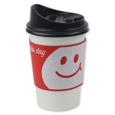 아이엔피 종이컵 화이트 무지 380ml + 롱개폐 뚜껑 + 홀더 스마일레드 세트, 50세트