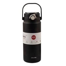 316不鏽鋼 彈蓋雙飲水壺, 大容量1200ML, 自帶提手, 雙飲口, 黑色, 1.2L, 1個