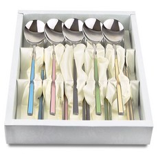 키친이레 디럭스 슬림 컬러 고급 304 스텐 선물용 수저 5벌 세트, 1세트, 숟가락 5p + 젓가락 5p, 블루 + 핑크 + 그레이 + 그린 + 베이지