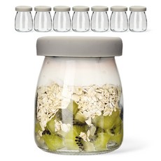 미르 헥사 실리콘 뚜껑 요거트 우유 유리병 그레이, 200ml, 8개 8개, 200ml