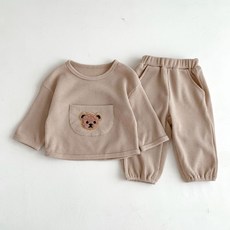 베베니즈 아동용 빅포켓 곰돌이 와플 상하복 세트