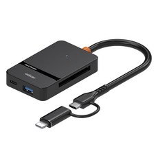 유니콘 USB 통합 멀티 6in1 USB3.2 Gen1 Type-C & 8핀 듀얼컨넥터 카드리더기, 블랙, 1개, XC-7000M