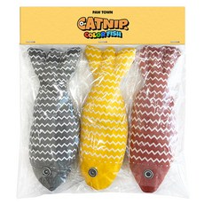 BOOM BOOM PAW Paw Town貓薄荷依戀玩具彎曲魚玩具 3件組, 1組, 紅色、黃色、灰色