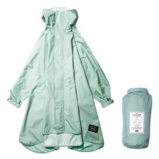 KiU 標準成人空氣感有袖斗篷雨衣, 420g超輕量, 透氣雨衣, 20000mm H2O耐水壓, FREE(94 x 105 x 125.5cm), 薄荷綠, 1件