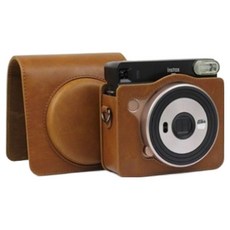 FUJIFILM 富士 instax 方形SQ6專用皮革保護殼+掛繩組 棕色, 1組, 單品