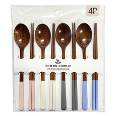 영수산업카멜 카드형 파스텔 옻칠 수저 4종 세트, 크림, 핑크, 그레이, 블루, 1세트, 숟가락 4종 + 젓가락 4종 크림, 핑크, 그레이, 블루, 1세트, 숟가락 4종 + 젓가락 4종