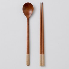 칠몽 1인용 금수강산 옻칠 나무 수저세트 24cm, 미색, 1세트, 숟가락 + 젓가락