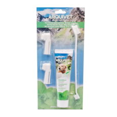 ARQUIVET Arqui Fresh 牙膏套裝, 寵物牙齒護理套裝，含牙刷和牙膏，有草莓和薄荷味, 1組