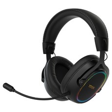 제닉스 가상 7.1채널 블루투스 무선 게이밍 헤드셋 300g TITAN WH4BT 30시간 멀티단자, 블랙