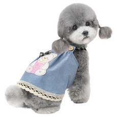 小狗小型犬熊熊背帶連身裙, 藍色, 1個