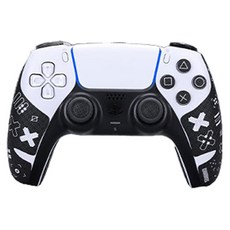 HOHOO PS5客製化防滑黏貼手把控制器 黑色, 雙重感知, 1個