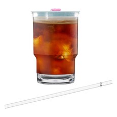아조아 내열 원캡 보라보라 텀블러 + 트라이탄 빨대, 파스텔블루캡+핑크마개, 473ml, 1개 파스텔블루캡+핑크마개, 1개