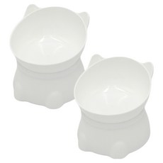 DongDongPet寵物斜面增高飼料碗, 2個, 白色