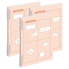 뮤니드 스프링 4분할 5mm 그리드노트, 3개, 코랄 3개, 코랄