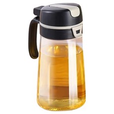SUNORO 大容量重力自動開合玻璃油壺 600ml 雙拼黑色 - 油醋瓶/調味瓶/醬油瓶/倒油壺, 1個