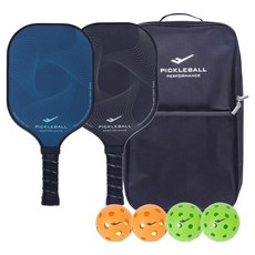 PRO-SPECS 玻璃纖維匹克球拍 2入+球 4入+收納用包組, 黑色、海軍藍(球拍), 1組