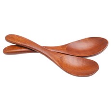 아카시아 장미목 옻칠 오목한 시리얼 스푼, 2개 2개