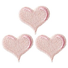 동대문단추왕 열접착식 미니 자수 납작이하트 소 와펜 패치, 연핑크, 3개 연핑크, 3개