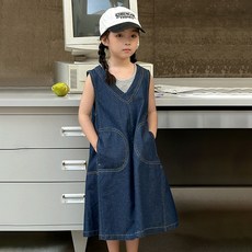 LITTLE RABBIT 女童款C都市丹寧家庭款連身裙