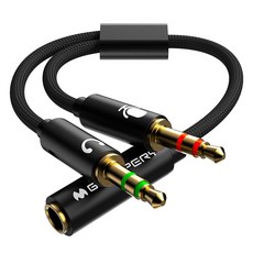GOOSPERY 4極耳機麥克風Y型延長AUX線, 黑色, 1個, 單品