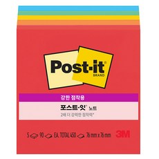 포스트잇 강한점착용 노트 플레이풀 프라이머리즈 654-5SSAN, 혼합색상, 5개, 90개입