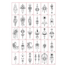 PokermsHENNA紋身貼紙 迷你 30種組, 1套, J型