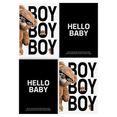 파티아일랜드 A4 곰돌이 베이비샤워 포스터 2종 x 2p 세트, 블랙 BOY, 1세트 블랙 BOY, 1세트