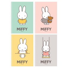 미피 스프링 미니 유선노트 4종 세트, Mint, Pink, Yellow, Gray, 1세트