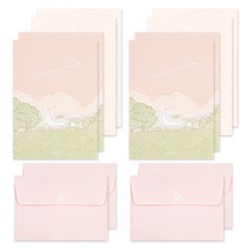 대시앤도트 보드리 미니 레터 편지지 8p + 봉투 4p 세트, 04 루나 로드, 1세트