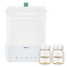 YOUHA 優合多功能消毒烘乾鍋+PPSU寬口儲乳瓶210ml 2入組 (YH-2030) 奶瓶消毒鍋/烘乾機, 柔白色