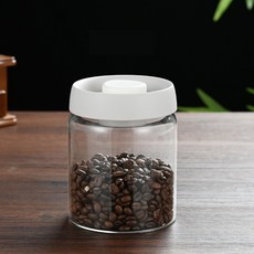 真空保鮮按壓式玻璃密封罐 中款 白色 900ml - 食品級儲物罐, 1個