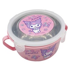 Sanrio 三麗鷗 酷洛米不鏽鋼雙耳碗 450ml 粉色 兒童學習碗, 1個