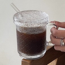 法國Mars復古經典居家咖啡廳玻璃杯+杯蓋+吸管組 MMM2709, 2套
