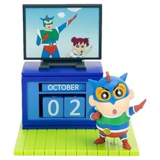 Shinchan 蠟筆小新 假面超人公仔萬年曆,可愛造型桌面擺飾, 混和顏色, 1個