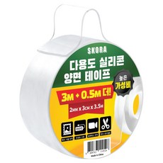 스코라 초강력 다용도 실리콘 양면 투명 테이프 2mm x 3cm x 3.5m, 1개