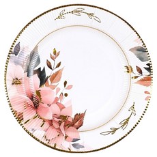 粉色花卉派對一次性紙盤 26.5cm, 1件, 30個